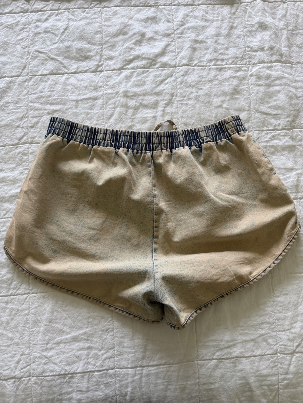 Women's Washed Tan Drawstring Shorts - Picture 3 of 7